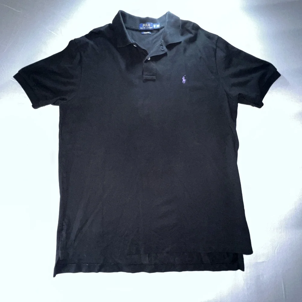 Polo Ralph Lauren Polo Shirt XL Black/Purple Pony 100% cotton School Preppy